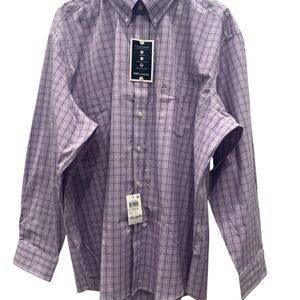 Club Room Dress Shirt 18.5 Lavender Plaid Button Down Cotton NWT